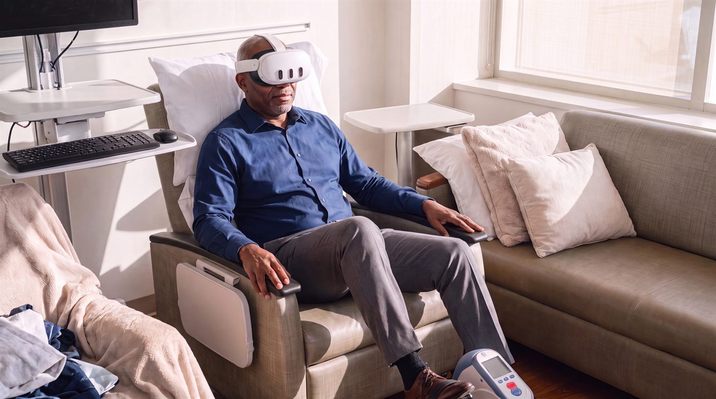 Paciente en rehabilitación con visor VR